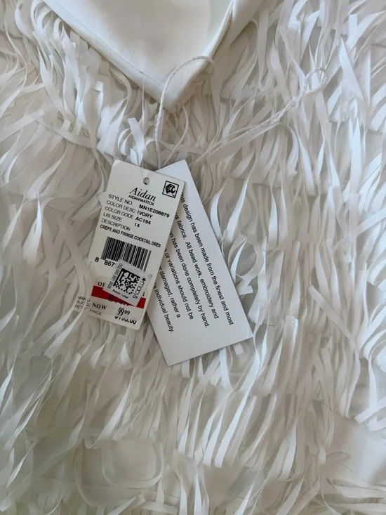 Aidan by Aidan Mattox White Feather-Trim Mini Dress - Picture 3 of 4